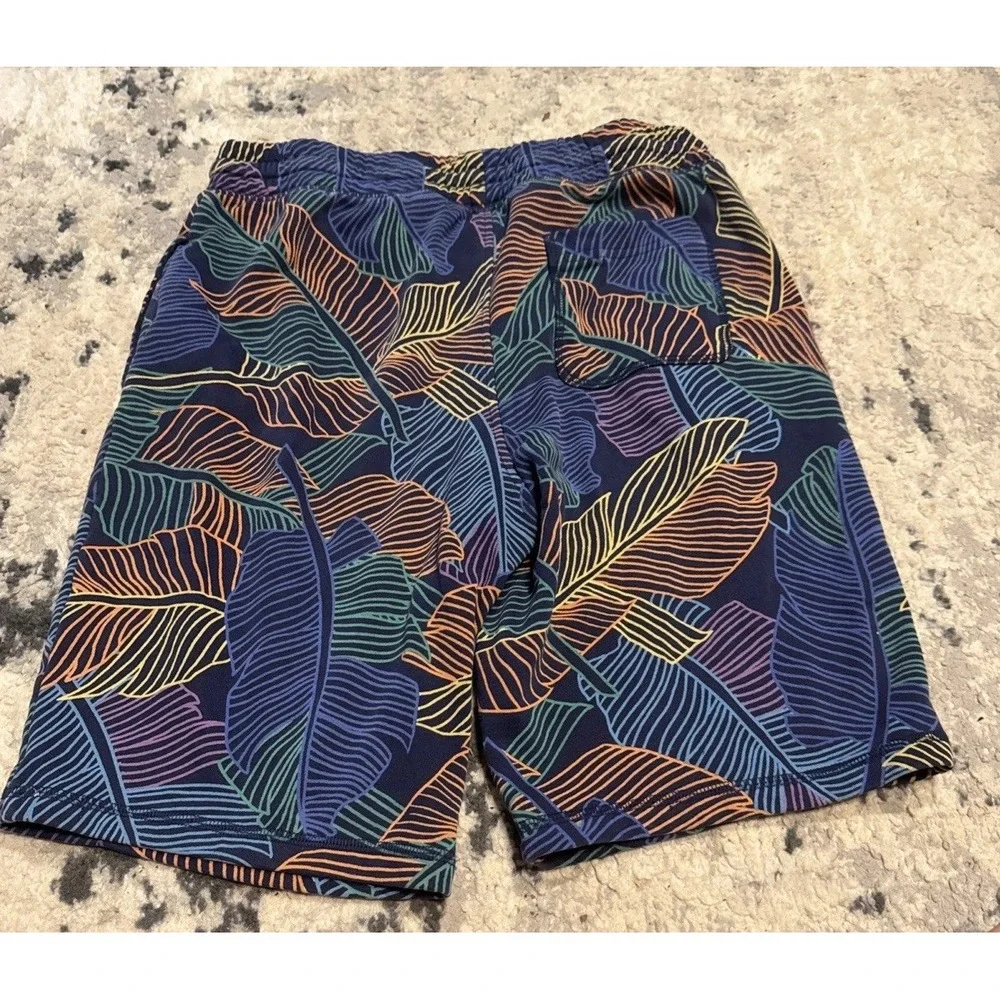Lands' End Boys Youth Drawstring Blue Tropical Print Shirts Sz XL 14-16 Husky
